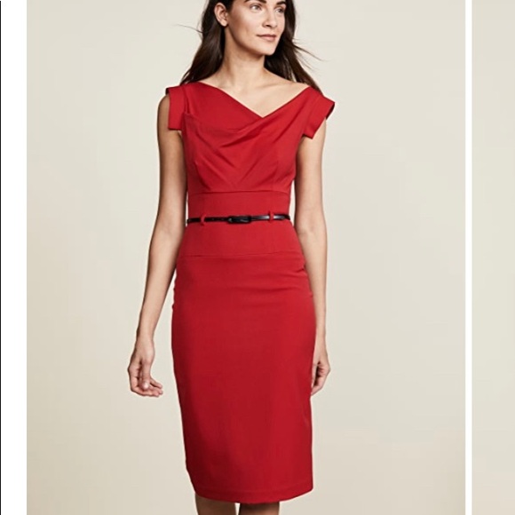 Black halo Jackie O Belted Dress in red - Picture 9 of 11